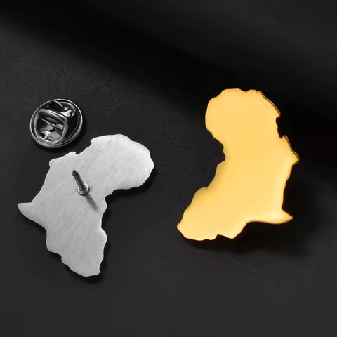 Anniyo 1PC/African Map Brooch Men Women Stainless Steel Jewelry Nigeria Congo Algeria Egypt Ghana Zi