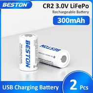 New Beston 2Pcs CR2 3.0V 300mAh Rechargeable Battery