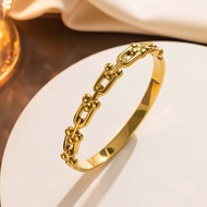 HARDWARE HORSESHOE BANGLE TITANIUM STEEL EMAS GOLD GELANG TANGAN ANTI KARAT JEWELLERY