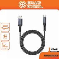 Rockrose Powerline AC Kevlar Fiber Braided USB-C Charge & Sync Cable (1m/60W/3A)