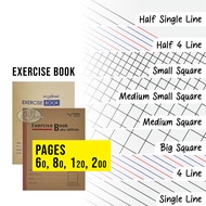 [10pcs/set] Buku Latihan Sekolah 60 80 120 200pgs (Single Line/ Square/ 4 Lines/ Half Blank) School 
