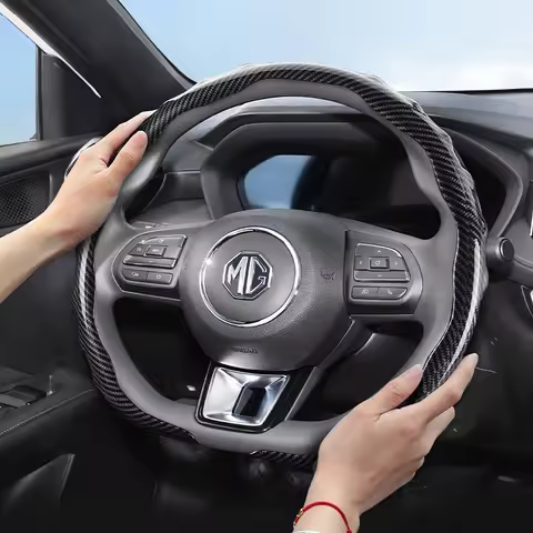 Suitable for Mg Carbon Fiber Texture Steering Wheel Cover Snap-On Wave-Shaped Sports Design Protecti
