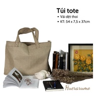 HUERARUMO 2-layer woven fabric tote bag with zipper - DET01 . Dimensions Length 54cm x Width 7.5cm x
