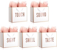 Kolldenn 5 Senses Gift Bags for Him Her Five Senses Gift Bag with Ribbon Handles and Tissue Paper Pr