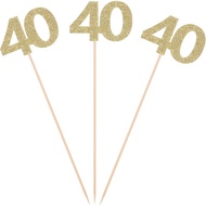 Pack of 10 Gold Glitter 40th Birthday Centerpiece Sticks Number 40 Table Topper Anniversary Pary Dec