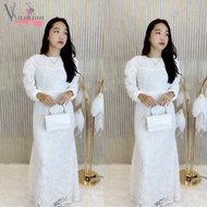 Maxi Dress White Pearl Brocade 75400 M3 Vima Premium