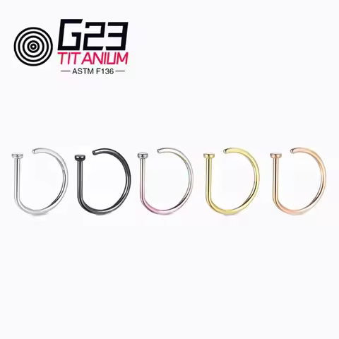 G23 ASTM F136 Titanium Nose Ring Implant Grade Stud Earring Nose Nostril Piercing Nariz Body Jewelry