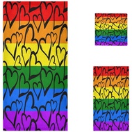 Naanle Stylish Gay Pride Rainbow Colored Hearts Pattern Soft Luxury Decorative Set of 3 Towels, 1 Ba