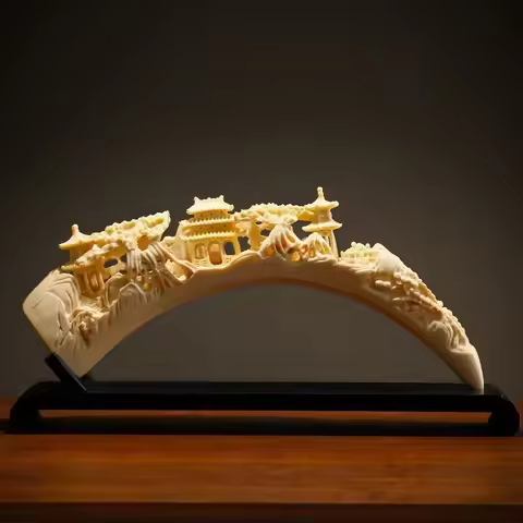 Chinese Imitated Ivory Statue Resin Accessories Items Home room Sculpture Ornaments Art Store Office