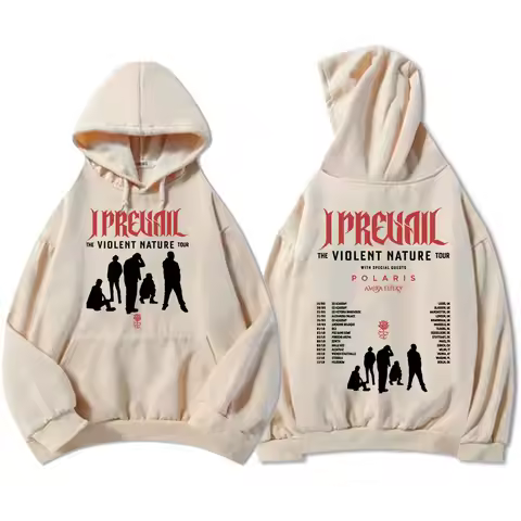 I Prevail VIOLENT NATURE Tour 2026 Hoodies Fashion Long Sleeve Winter Hooded Sweatshirts Punk Band G