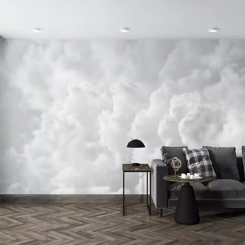 Customized 3D cartoon cloud sea color cloud children's room wallpaper