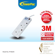 PowerPac Extension Socket, Extension Cord 2 way 3 metre with 2-Pin Direct. (PP3882N)