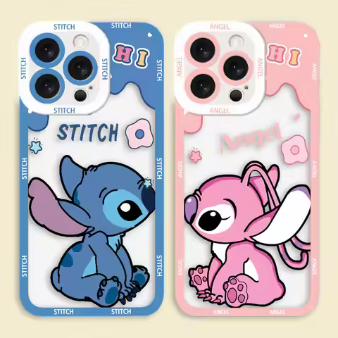 Cute Disney Lilo Stitch Angel Cover Clear Phone Case For VIVO Z1X V20 V20SE V21 V21E V23 V23E V25 V2