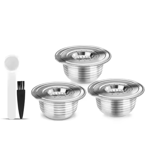 iCafilas Refillable Capsules For Bialetti Stainless Steel Reusable Pod Crema Espresso Maker Tamper