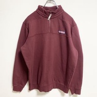 古著 Vineyard Vines 長袖半拉鍊運動衫，單點標籤，酒RED， M 碼