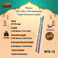 Winner Ladder 12ft x 12ft x 12ft Triple Extension Aluminium Ladder 12x12x12 kaki Tangga Heavy Duty