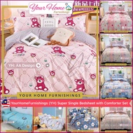 YH Super Single Bedsheet with Comforter Set Sateen 1000TC Thick Comforter + Fitted Bedsheet