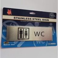 Avio Adhesive Door Plate, Restroom Sign / WC / Man / Woman / No Smoking - 430 Stainless Steel