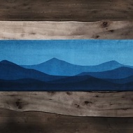 藍染青山茶席草木染亞麻桌旗植物染色山紋裝飾掛布牆面裝飾畫遠山