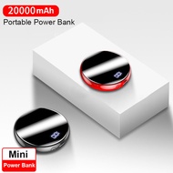 20000mAh Portable Mini Power Bank Mirror Screen Phone Charger Powerbank LED Digital External Battery