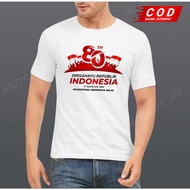 MERAH TH8 Red Short Sleeve T-Shirt Happy Indonesian Men's Uniform August 2025 Indonesian Independenc