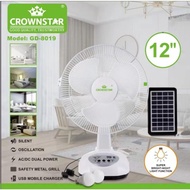 KENLEI KINGSTER / CROWN STAR / BOSCA / GDLITE 12" AC/DC Solar Rechargeable Fan DESK Fan With LED Lig