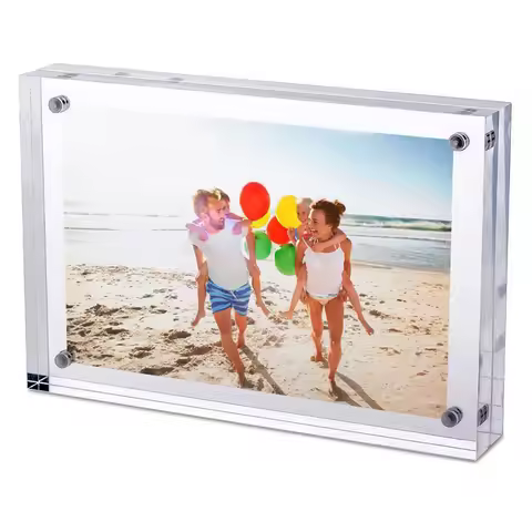 Clear Acrylic Magnet Photo Frame, Double Sided Picture Frame, Magnetic Refrigerator Frames PF003-2, 