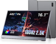 ARZOPA 16.1 inch 2.5K 180Hz Portable Gaming Monitor QHD 2560×1440 107% sRGB HDR10 Design with Built-