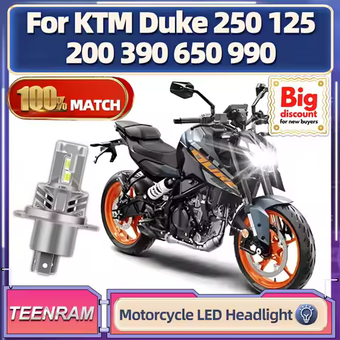 TEENRAM For KTM Duke 250 125 200 390 650 990 Motorcycle LED Headlight Bulb Plug And Play Hi/Lo Moto 
