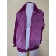 T777(D62)S6 Women's Shirt Jacket Purple Velvet Fabric Front Zipper Collar 2 Side Pockets Warm Sun Pr