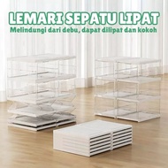 Portable Shoe Rack, Transparent Folding Cupboard, 3/6 Layers, Space Saving, Lightweight & Practical 