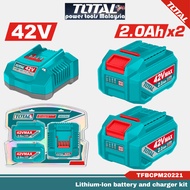 TOTAL Lithium-Ion Battery & Charger Kit 42V + 2×2.0Ah Battery Pack – P42M Series - TFBCPM20221