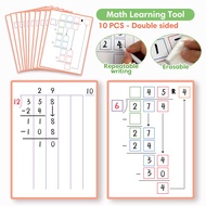 10Pcs Division Practice Math Poster for Kids Homeschool Reusable Double Sided Long Division Mathemat