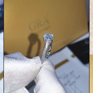 Emban Ring Perak Asli 925 UK BATU 6,5MM / 1 ct Berlian Moissanite
