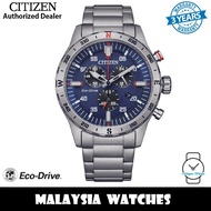 (100% Original) Citizen AT2520-89L Chronograph Eco Drive Blue Dial Stainless Steel Case &amp; Strap Men's Watch (3 Years Warranty)