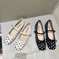 Polka Dot Square Toe Mary Jane Flats