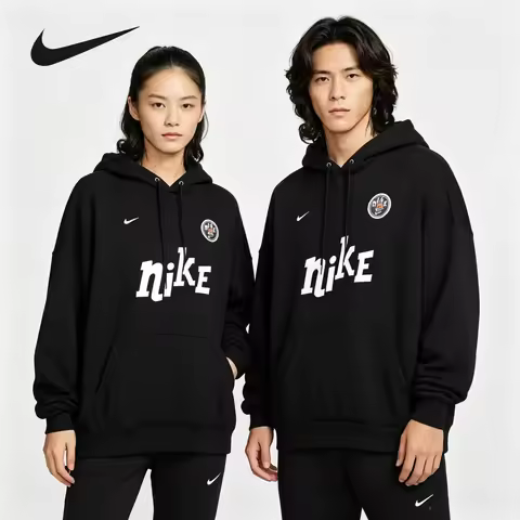 Nike Winter Men's Sports Casual Hooded Sweater Letter Printed Knitted Pullover IM9356-010