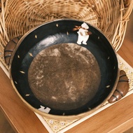 小白熊麵包雙耳盤 / 日式手繪復古盤 / 家用陶瓷菜盤