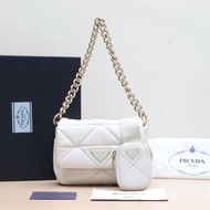 PRADA prada三合一斜挎包白色羊皮肩背包