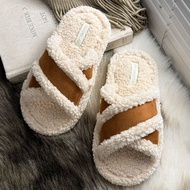Thick-Soled Furry Slippers Women Outer Wear 0 Seasons Lamb Wool High-End Furry Furry Slippers 100% X
