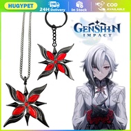 Game Genshin Impact Arlecchino Keychain Necklace Fatui The Knave Pendant Keyrings Choker Jewelry