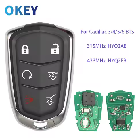 Okey Remote Car Key HYQ2AB 315MHz HYQ2EB 433MHz ID46 Chip 3/4/5/6 Buttons For Cadillac Escalade SRX 