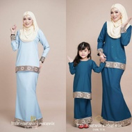 [XS-XXL] Mastanie Kurung Saree Mom & Kids (Blue)