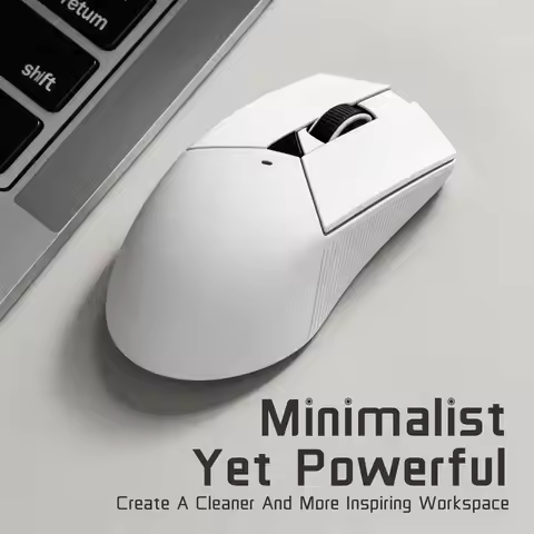 Wireless Mouse 2.4G+Bluetooth Dual Mode 12800 DPI Rechargeable Gaming Mouse 1000Hz Polling Rate Ligh