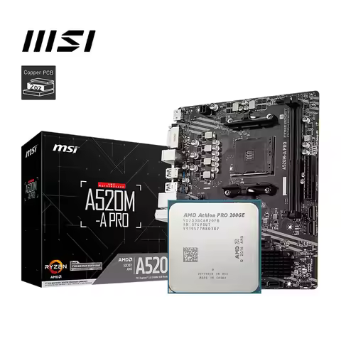 MSI A520M A PRO + AMD Ryzen 3 Ryzen 5 Athlon CPU Motherboard Suit Socket AM4 All but without cooler