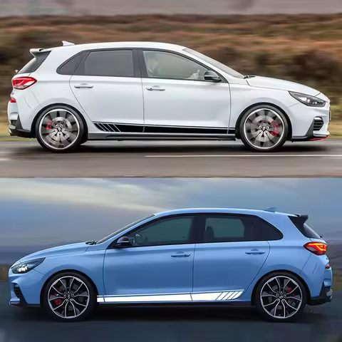 2Pcs Car Decals For Hyundai i30 I30N N-Line GDI MK3 Racing Sport Stripe Style Side Door Vinyl Sticke