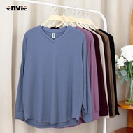 ENVIE NUHA Pleated V-neck Ironless Shirt
