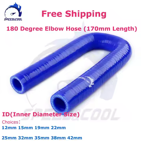 180 Degree Elbow General Silicone Coolant Intercooler Pipe Tube Hose ID 12mm 15mm 19mm 22mm 25mm 32m