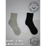 [Ready Stock]100% Cotton Stokin Plain Working Socks Stockin Biasa Daily Used Socks