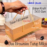 [contents 10] Brownie Cake Box 22x10x7 KRAFT STRAP Thick Laminated Mica Lid 365 Gsm Bread Cake Tart 
